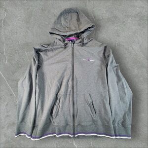 Psycho Bunny Hoodie Mens XXL Grey Full Zip Sweatshirt Striped Golf Casual Luxury